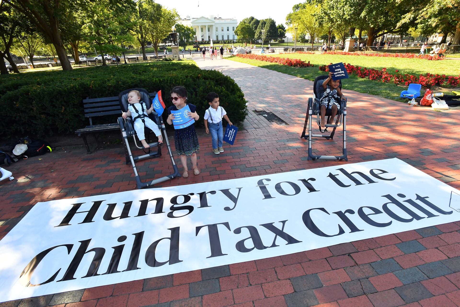 Photograph of people gathered to advocate for the child tax credit